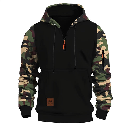 Men’s Camouflage Hooded Zipper Sweater – Vintage Streetwear