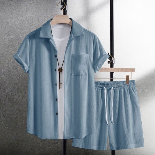Summer Men’s Casual Shirt & Beach Pants 2-Piece Set