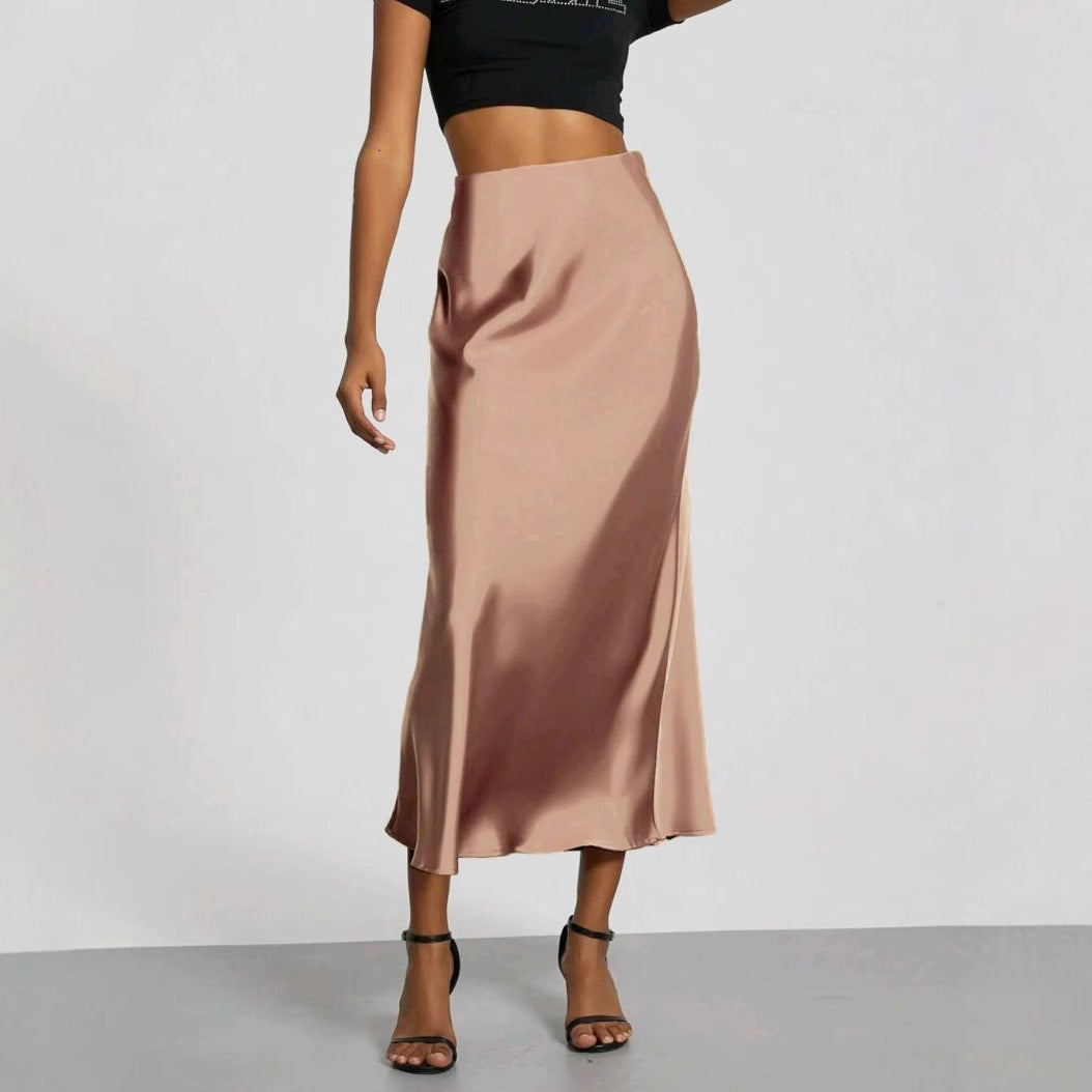 Women's Chic Slim Fit Satin Maxi Skirt