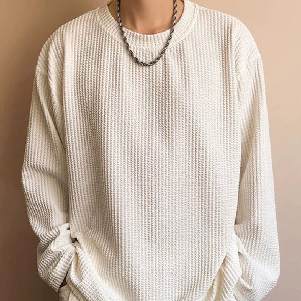 Fashion Men’s Black Round Neck Loose Sweatshirt