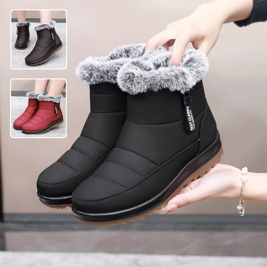 Women’s Winter Snow Boots – Side Zipper, Warm Plush Ankle Fleece Short Shoes