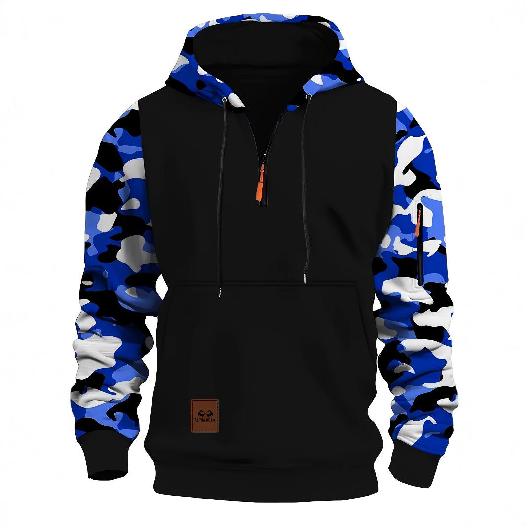 Men’s Camouflage Hooded Zipper Sweater – Vintage Streetwear