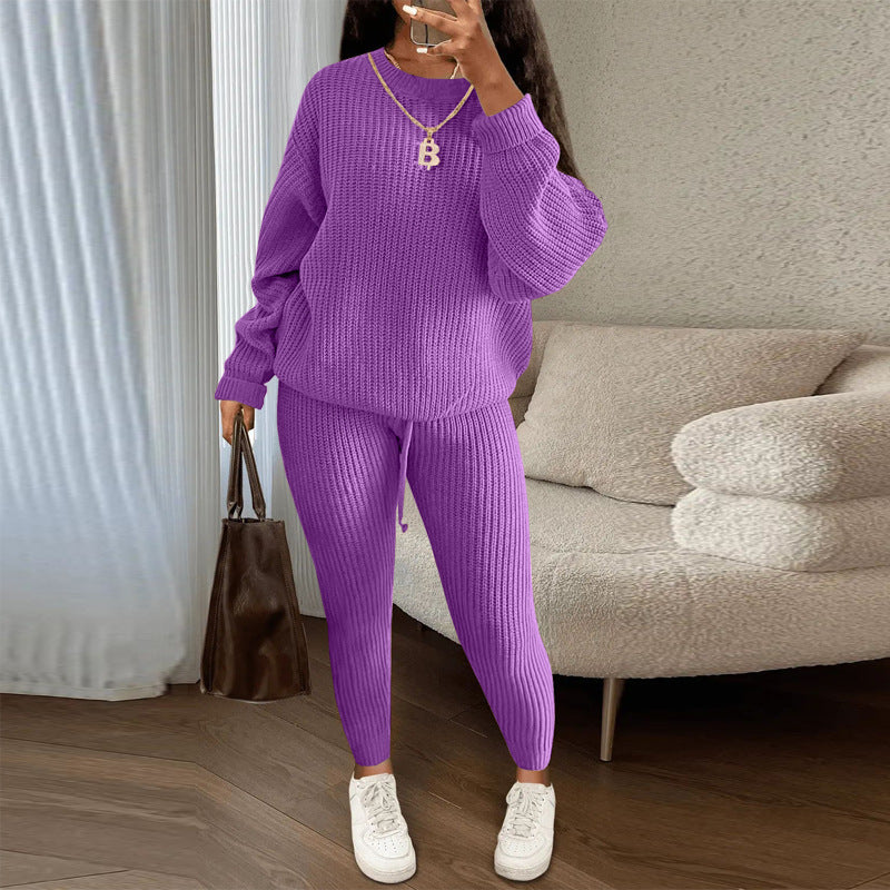 Winter Ribbed Knit Suit