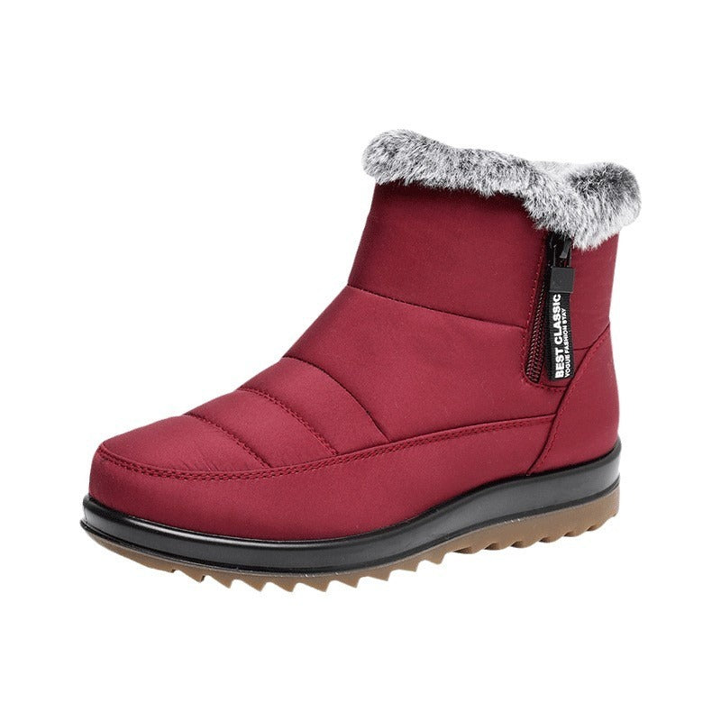 Women’s Winter Snow Boots – Side Zipper, Warm Plush Ankle Fleece Short Shoes
