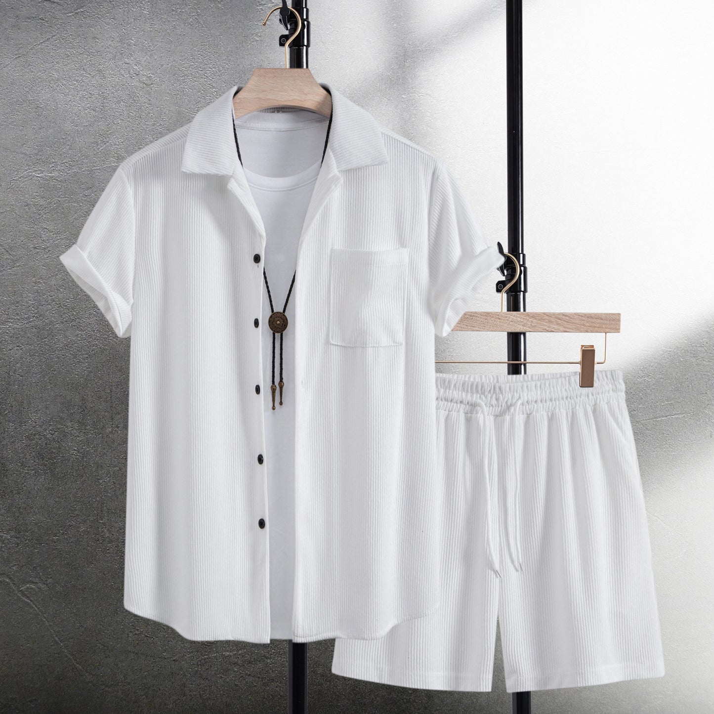 Summer Men’s Casual Shirt & Beach Pants 2-Piece Set