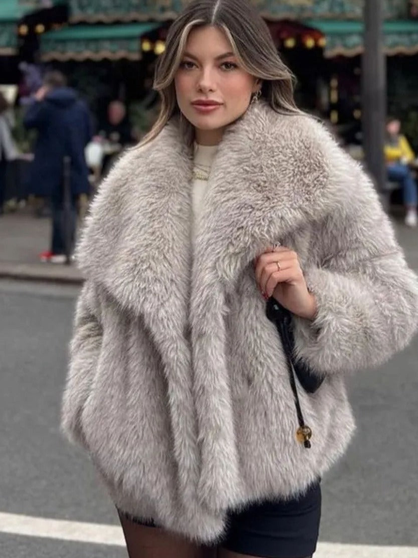 Winter Plush Coat – Warm Thicken Fluffy Lapel Jacket