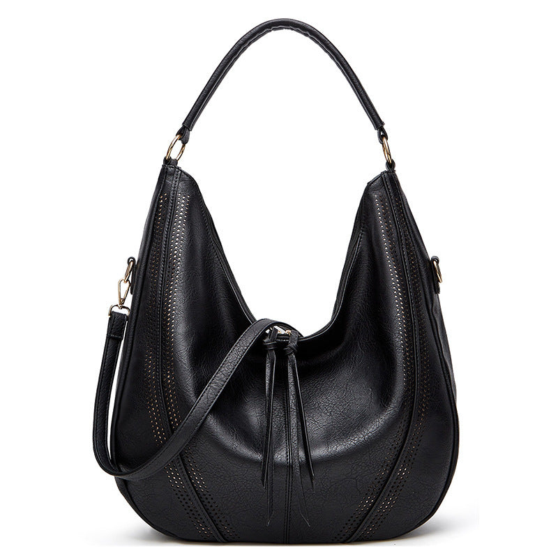 Retro Tassel Hollow Shoulder Tote – Large Capacity Casual Bag for Women