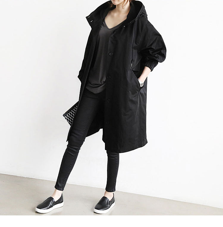 Women’s Windbreaker Jacket – Casual Hooded Quick-Dry Waterproof Coat with Loose Button Pockets for Hiking & Camping