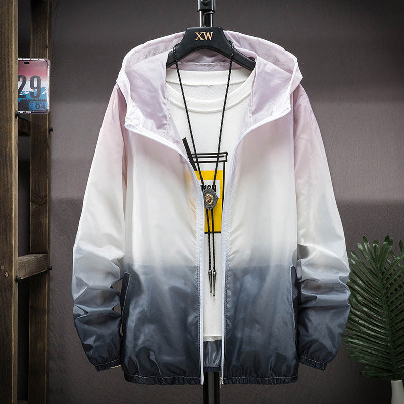 Unisex Gradient Sun Protection Jacket – Lightweight Hooded Windbreaker