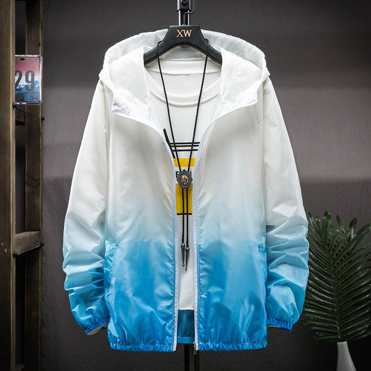Unisex Gradient Sun Protection Jacket – Lightweight Hooded Windbreaker