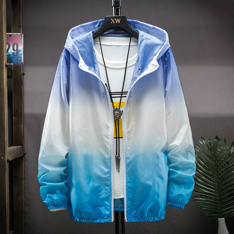 Unisex Gradient Sun Protection Jacket – Lightweight Hooded Windbreaker