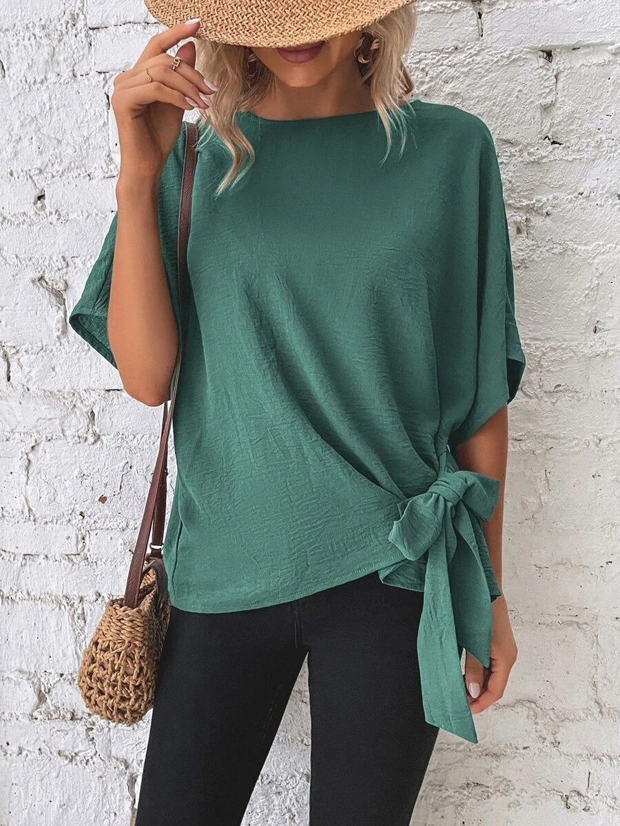 Women's Solid Color Batwing Sleeve Loose Top