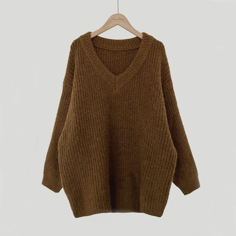 Loose Long-Sleeve Knitted Pullover – Oversized Fit