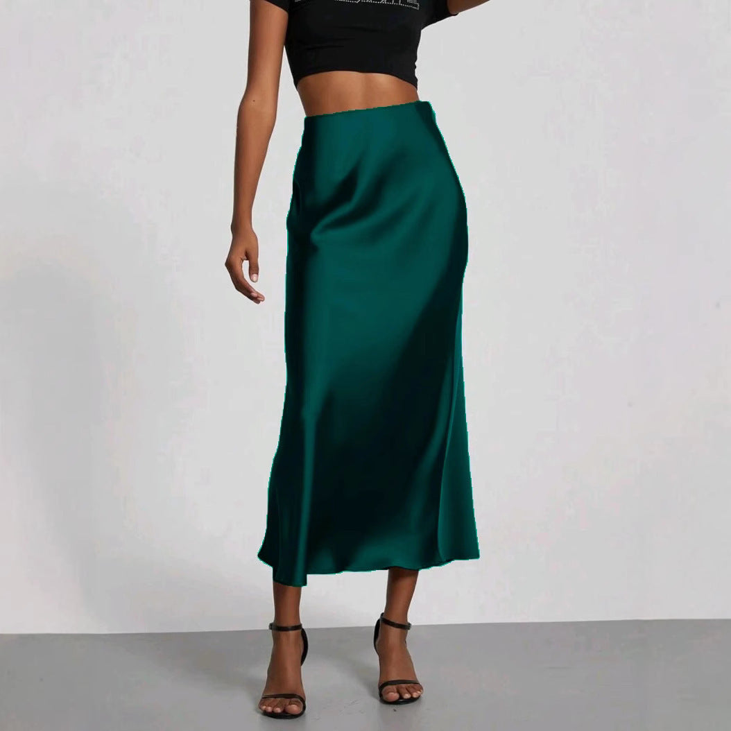 Women's Chic Slim Fit Satin Maxi Skirt