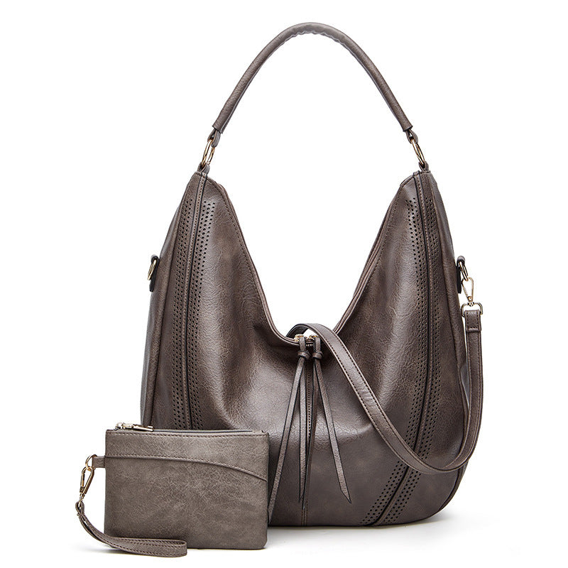 Retro Tassel Hollow Shoulder Tote – Large Capacity Casual Bag for Women