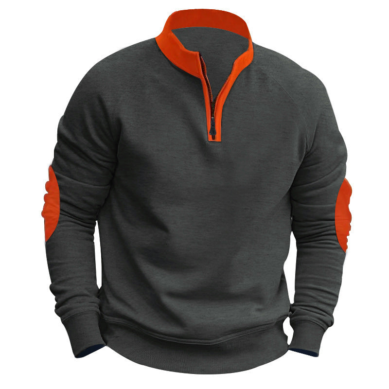 Men’s Half-Zip Pullover Jacket – Stand Collar, Casual Coat