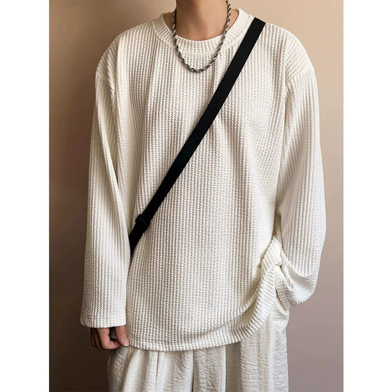 Fashion Men’s Black Round Neck Loose Sweatshirt