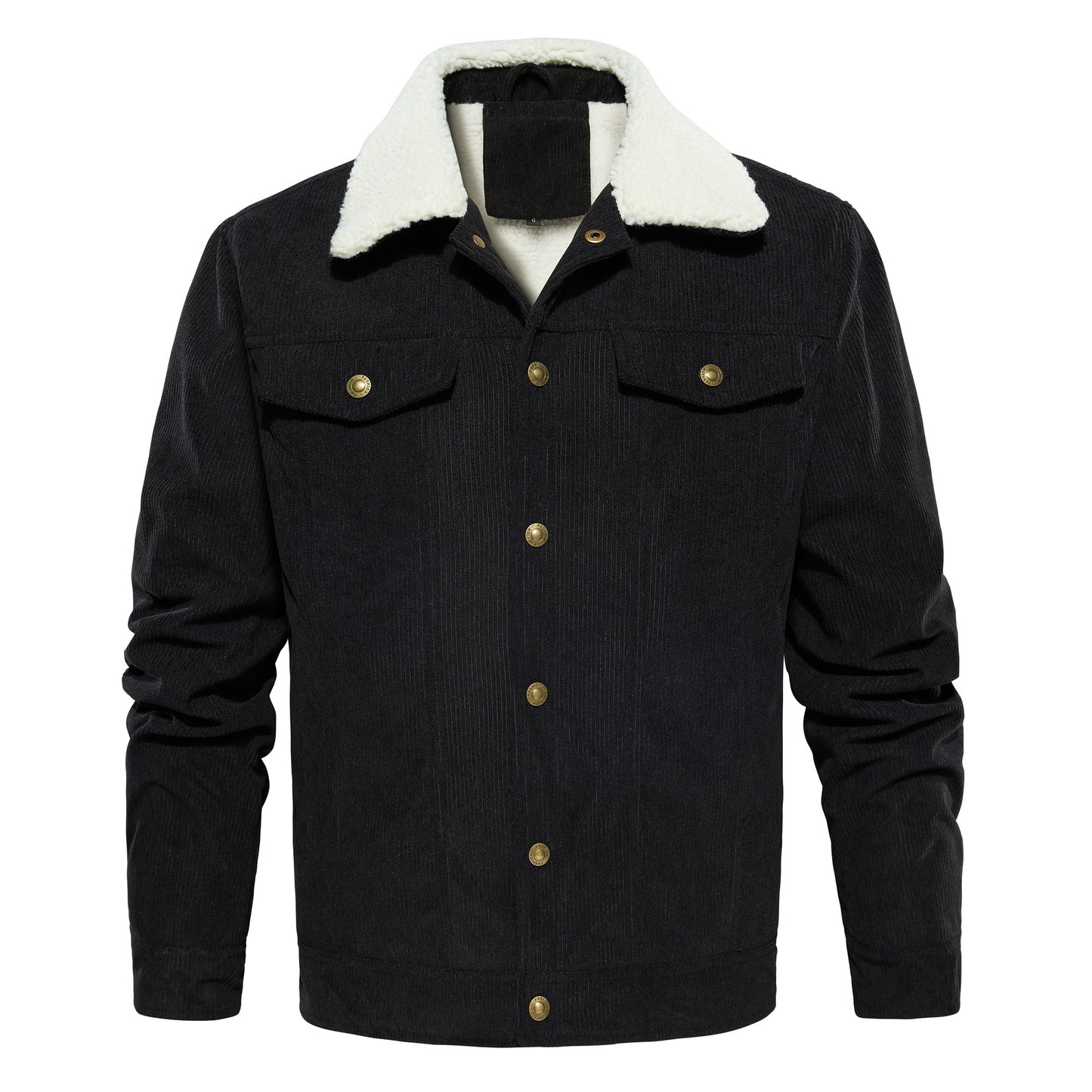 Men’s Warm Corduroy Coat – Trucker Style, Sherpa Lined, 5 Pockets