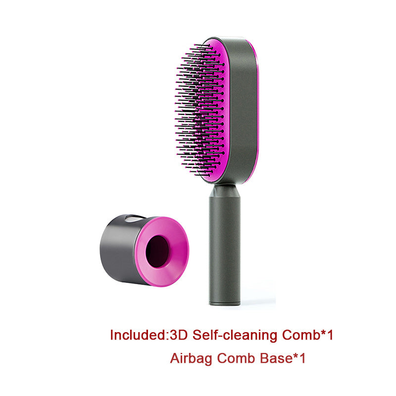 Self-Cleaning Hair Brush – One-Key Cleaning, Anti-Static Scalp Massage Comb for Women