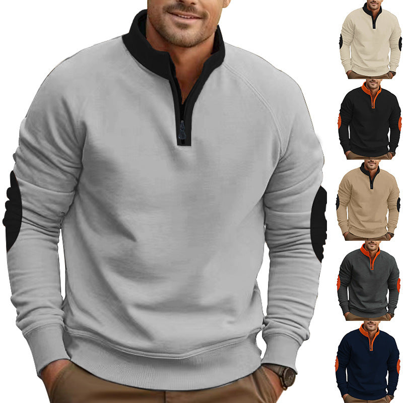 Men’s Half-Zip Pullover Jacket – Stand Collar, Casual Coat