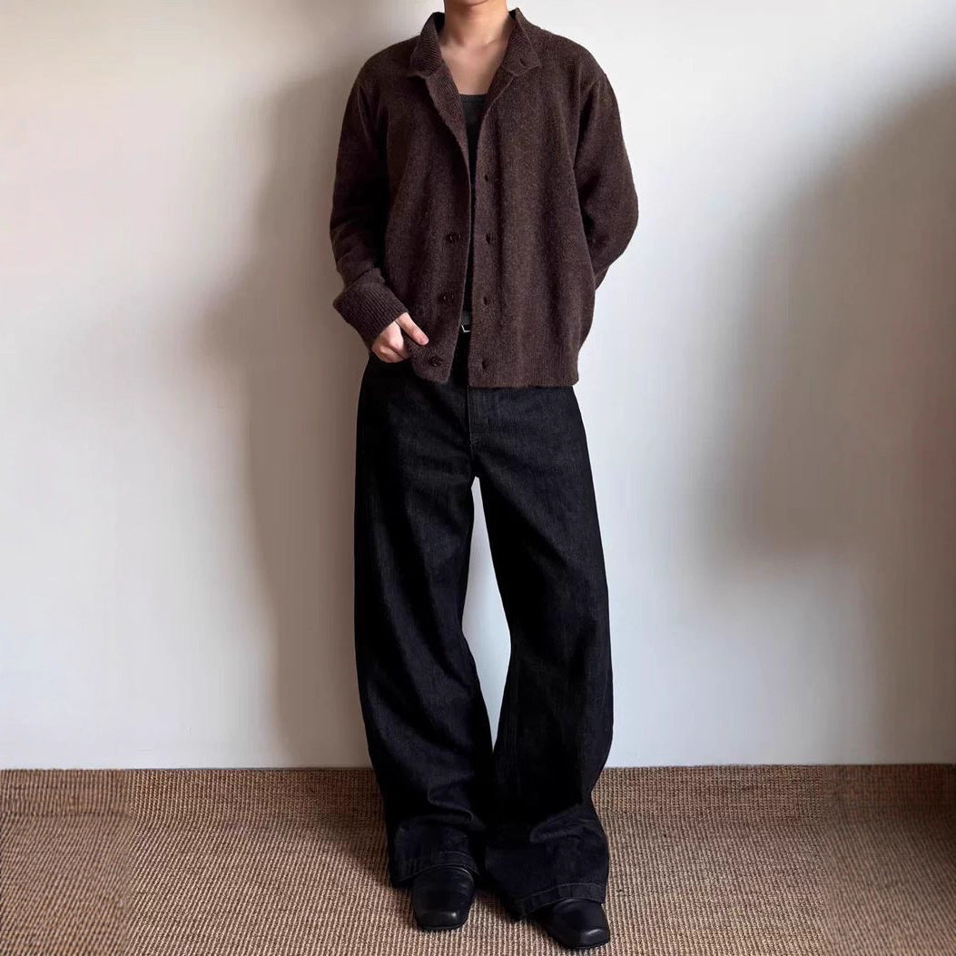 Vintage Zipper Rib Knitted Cardigan Jacket