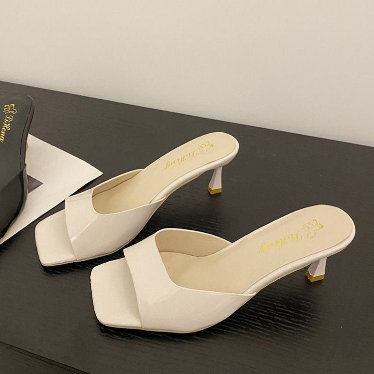 All-matching Stiletto Patent Leather High Heel Slippers