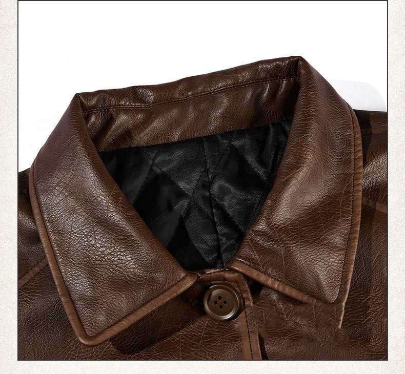 Leather Mid-Length Trench Coat (Unisex)