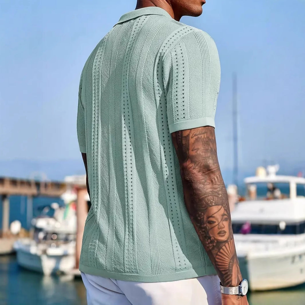 Knitted Cardigan Short Sleeve Shirt