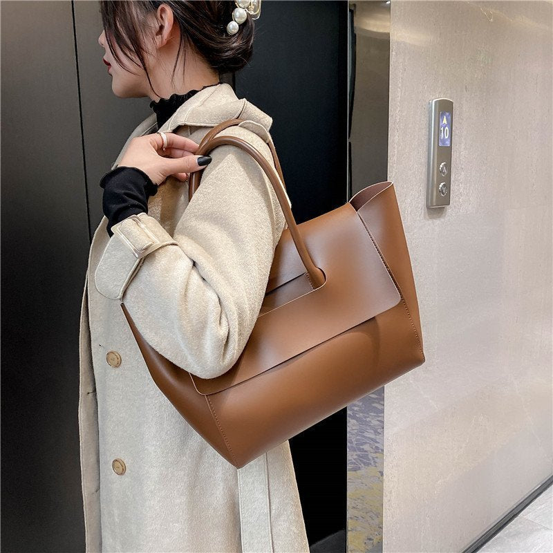 Fashion Women Shoulder Bags – Large Capacity, Retro Tote, Solid Color, High-Quality Handbag