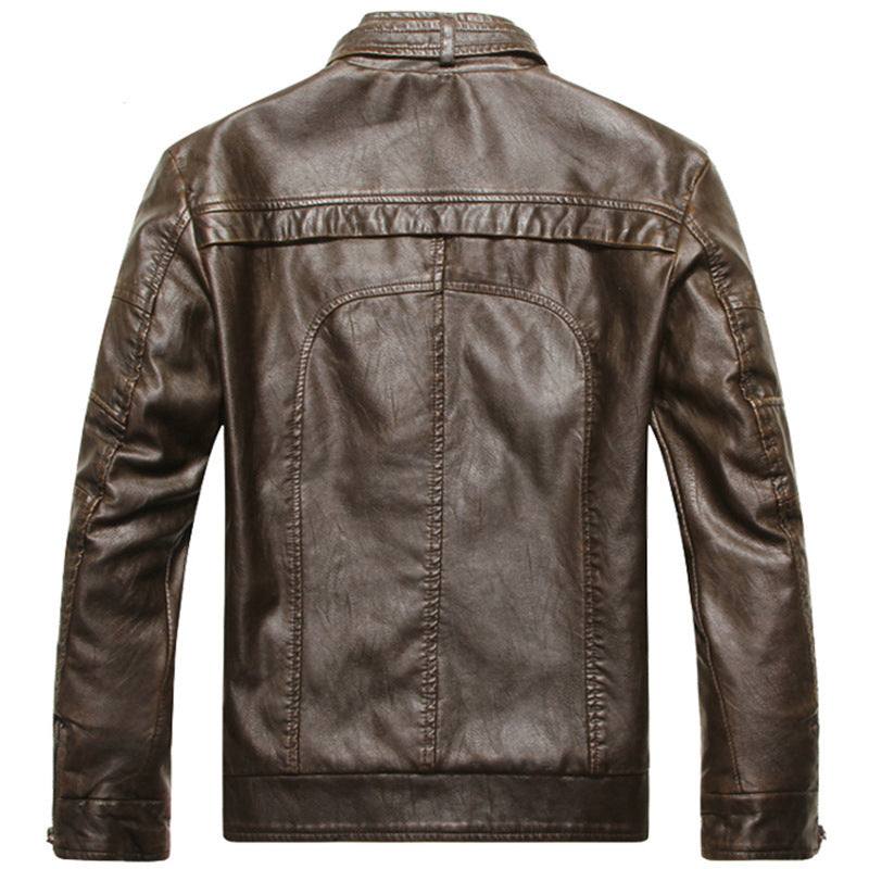 Men’s PU Leather Jacket – Zipper Closure, Hoodless
