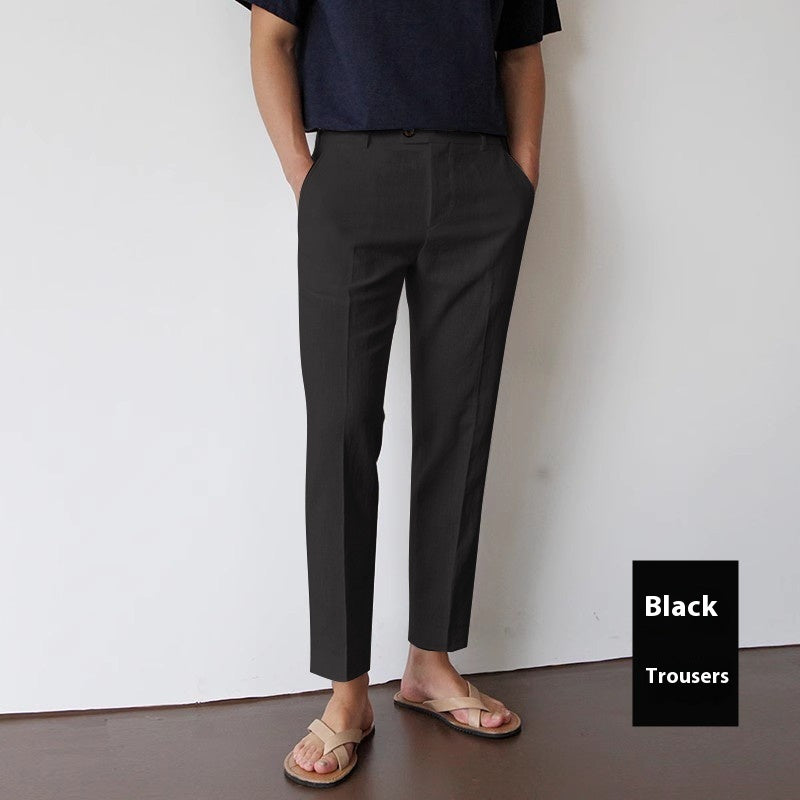 Men’s Cotton-Linen Cropped Trousers