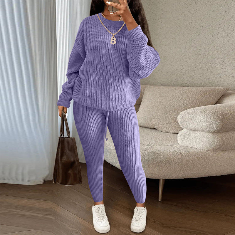 Winter Ribbed Knit Suit