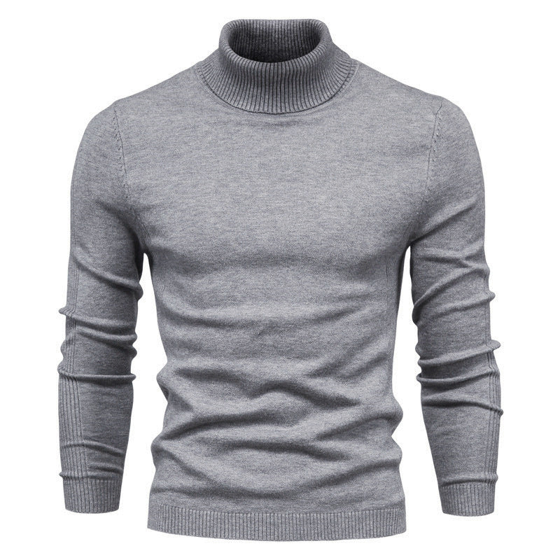 Men’s Solid Color Slim Fit Turtleneck Sweater – Winter Casual Top
