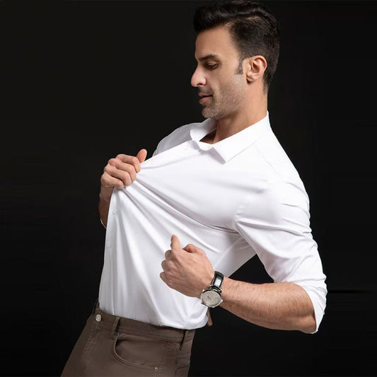 Men's Stretch Silky Seamless Long-sleeved Shirt