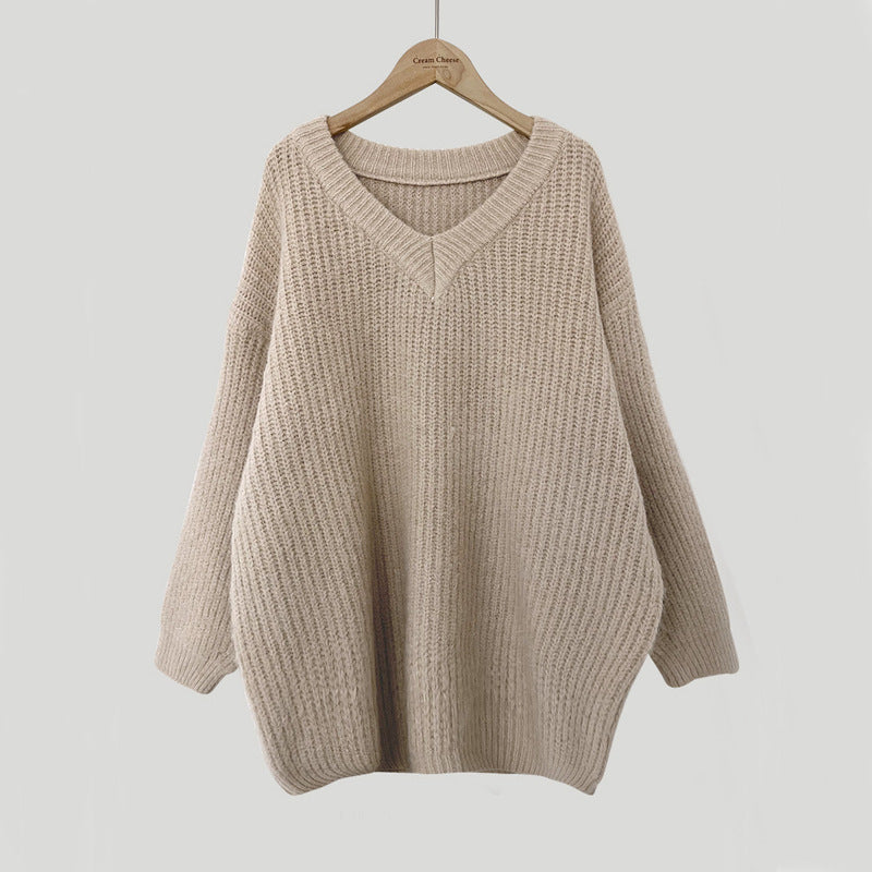 Loose Long-Sleeve Knitted Pullover – Oversized Fit