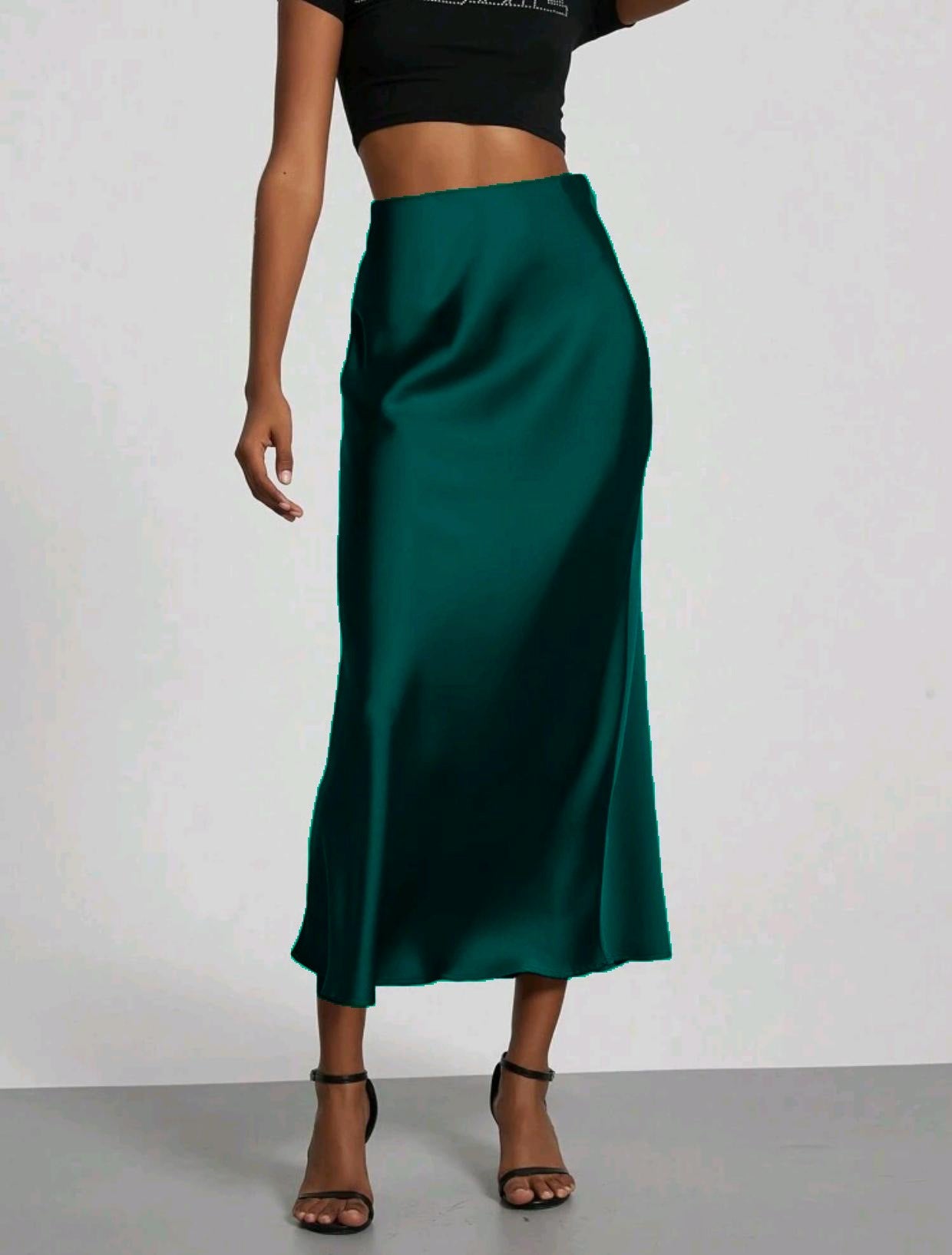 Women's Chic Slim Fit Satin Maxi Skirt
