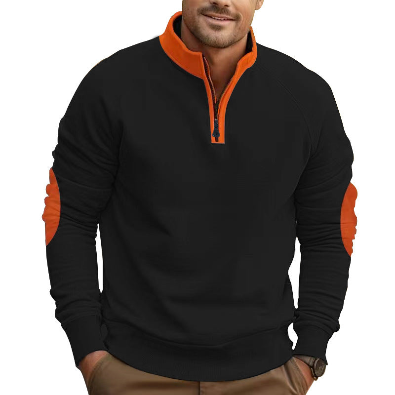 Men’s Half-Zip Pullover Jacket – Stand Collar, Casual Coat
