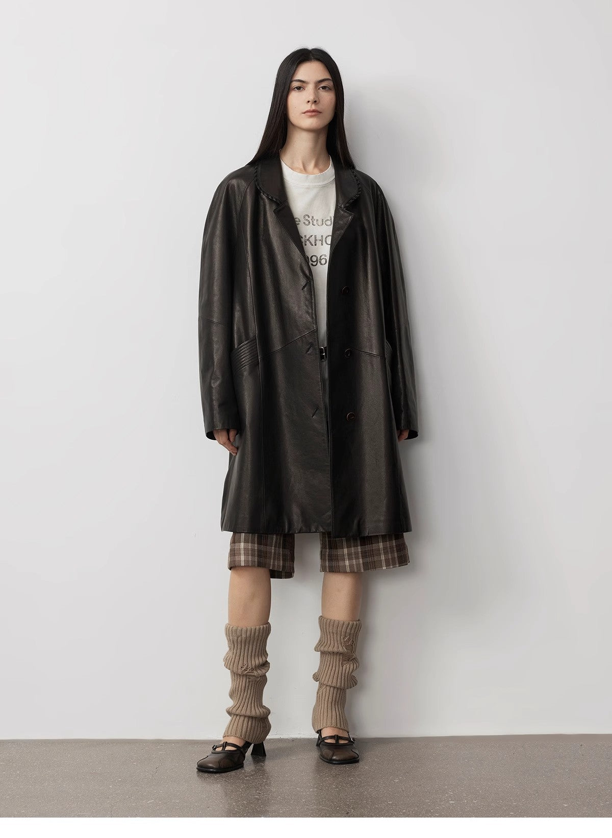 Sonorous Rose Vintage Imported Oil Waxed Goatskin Long Trench Coat