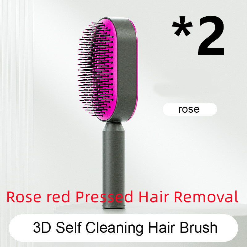 Self-Cleaning Hair Brush – One-Key Cleaning, Anti-Static Scalp Massage Comb for Women