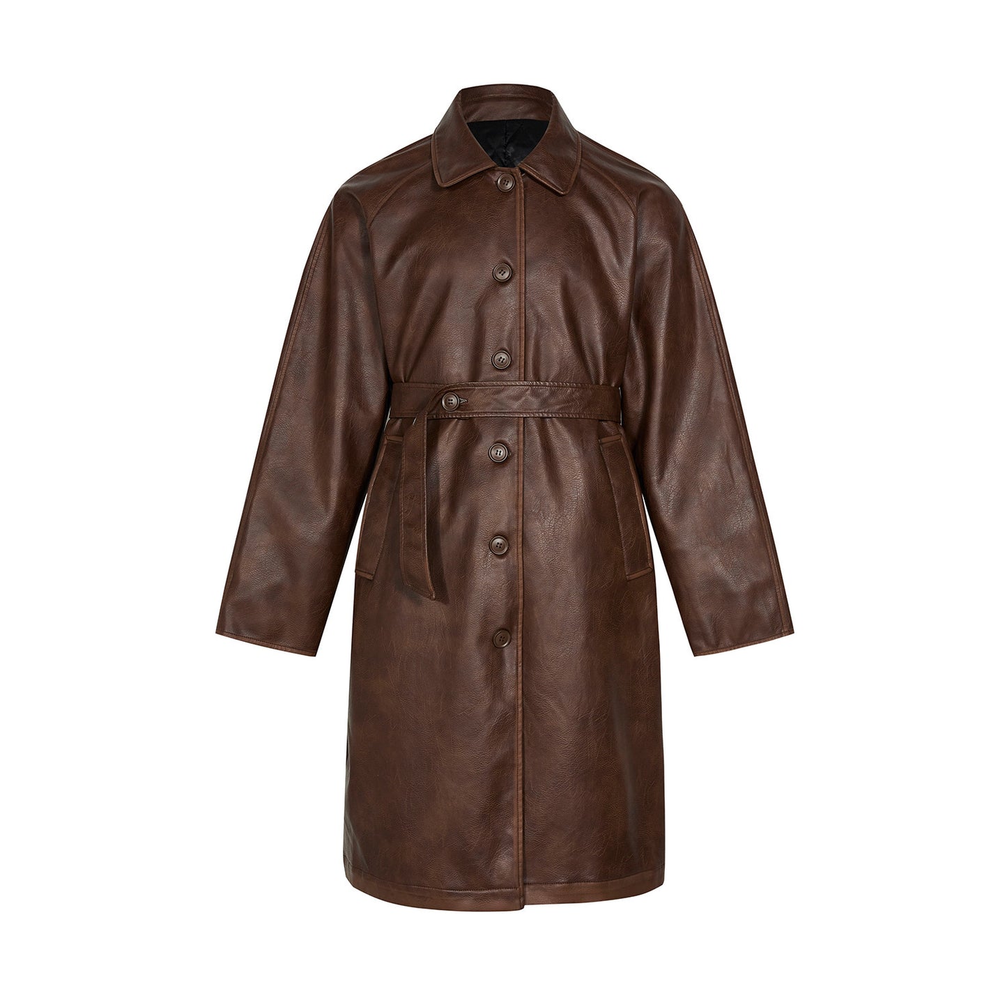 Leather Mid-Length Trench Coat (Unisex)