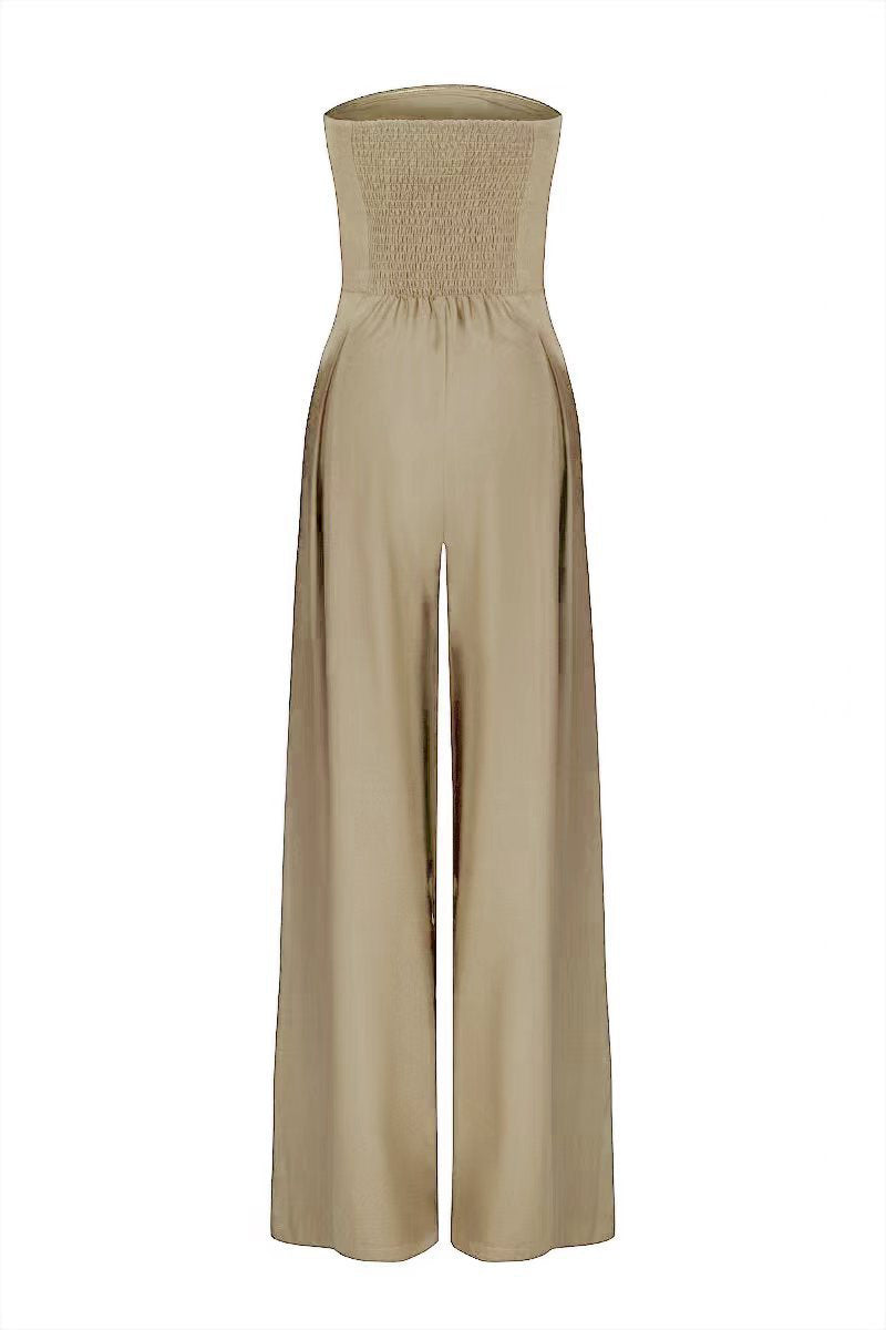 Women’s Loose Tube-Top Jumpsuit – Backless, Wide-Leg Long Pants Overalls, Fashion Summer Outfit