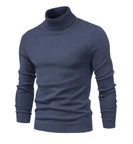 Men’s Solid Color Slim Fit Turtleneck Sweater – Winter Casual Top