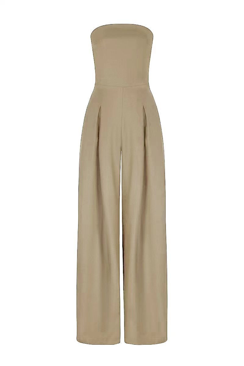 Women’s Loose Tube-Top Jumpsuit – Backless, Wide-Leg Long Pants Overalls, Fashion Summer Outfit