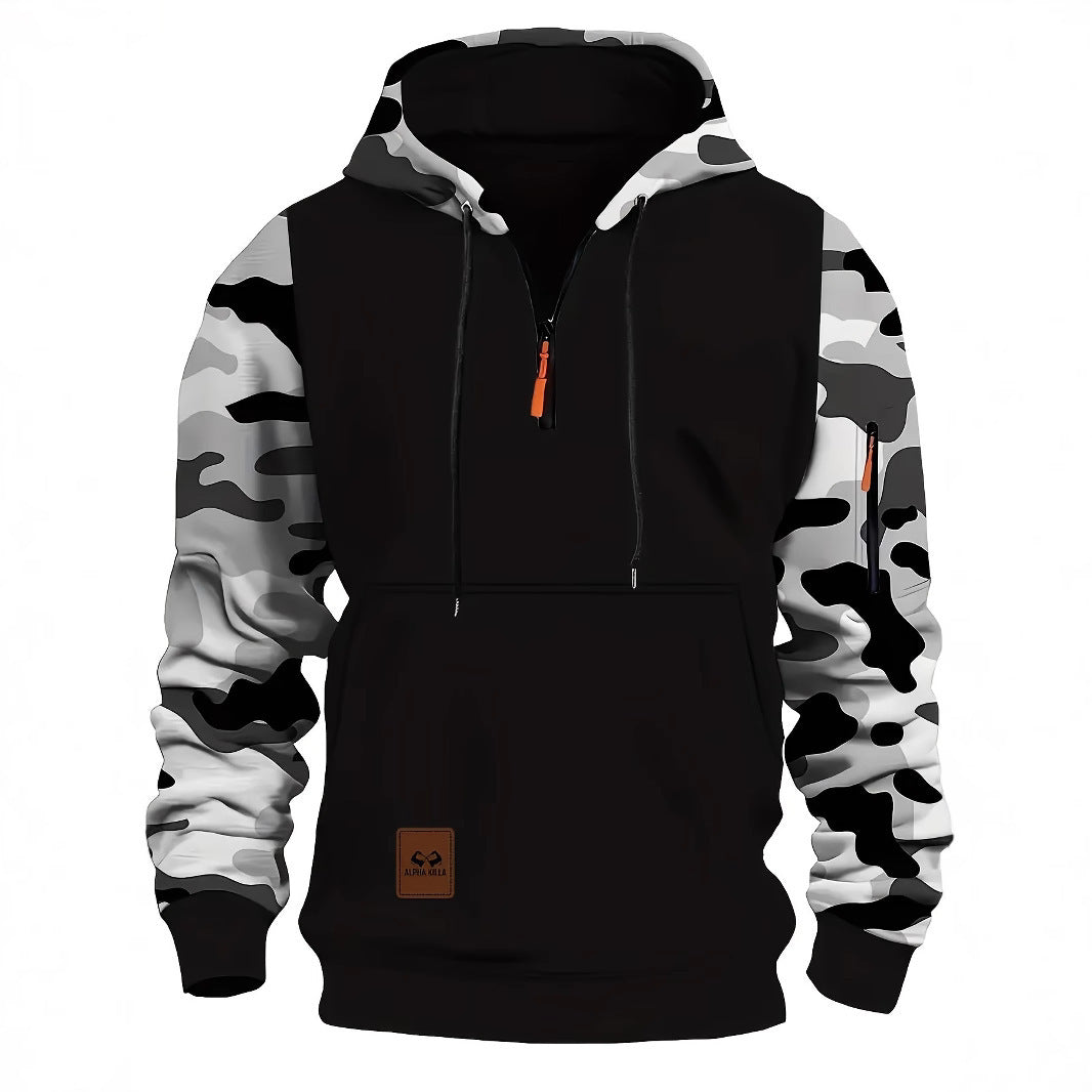 Men’s Camouflage Hooded Zipper Sweater – Vintage Streetwear