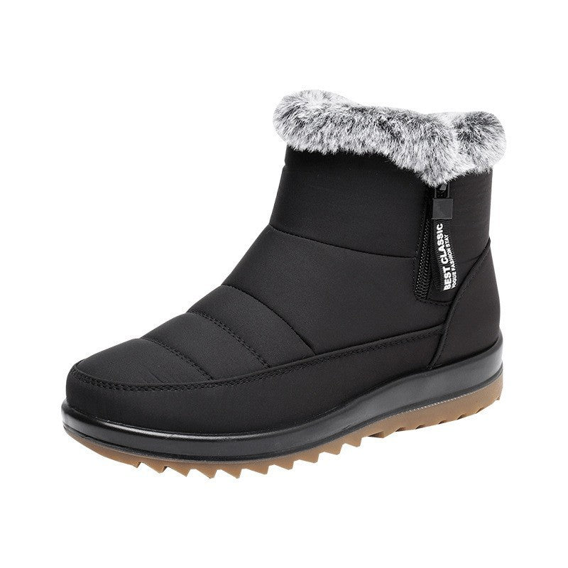 Women’s Winter Snow Boots – Side Zipper, Warm Plush Ankle Fleece Short Shoes