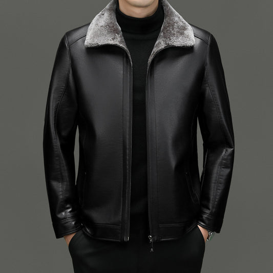 Men’s Winter Suede Polo Coat – Fur-Lined, Commuting & Casual Style