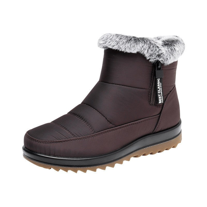 Women’s Winter Snow Boots – Side Zipper, Warm Plush Ankle Fleece Short Shoes