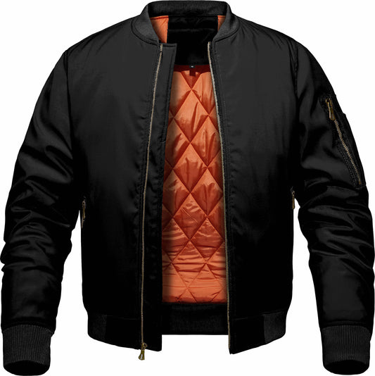 Men’s Winter Bomber Jacket – Thickened, Windproof, Ribbed Cuffs