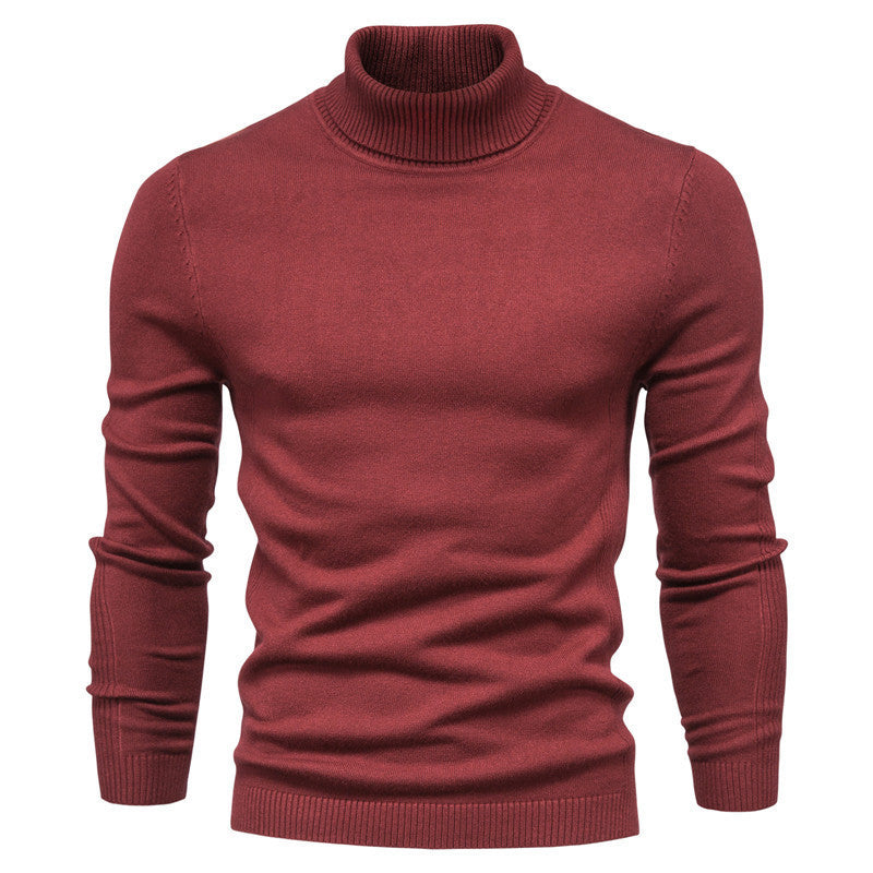 Men’s Solid Color Slim Fit Turtleneck Sweater – Winter Casual Top