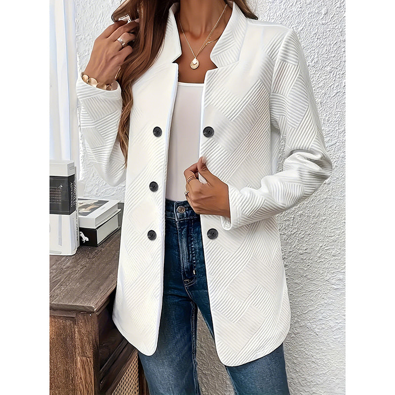 Women's Open Front Cardigan Coat – Business Casual Blazer Jacket with Notch Collar